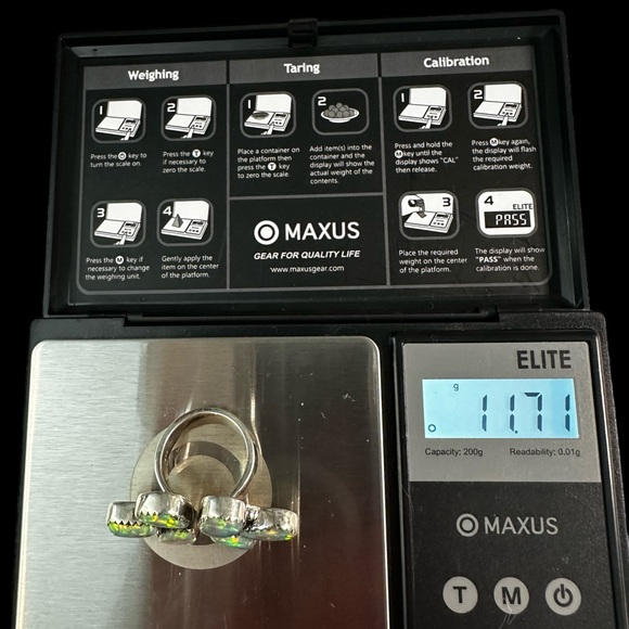 Aurora Opal Ring in Solid Sterling Silver Flutter Ring - Picture 8 of 10